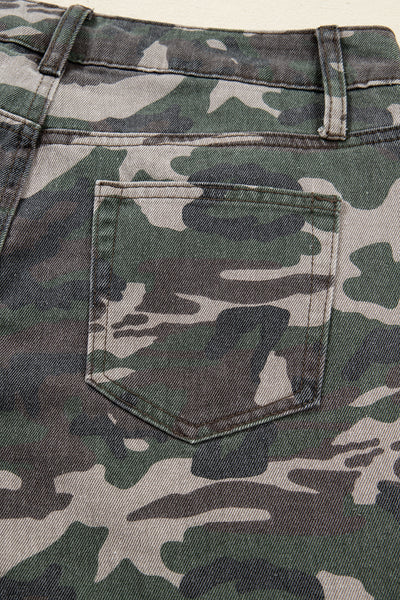 Green Camo Cargo Wide Leg Pants