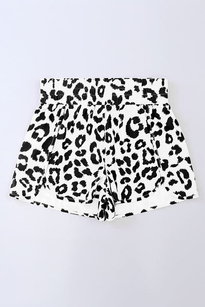 White Leopard High Waisted Athletic Shorts