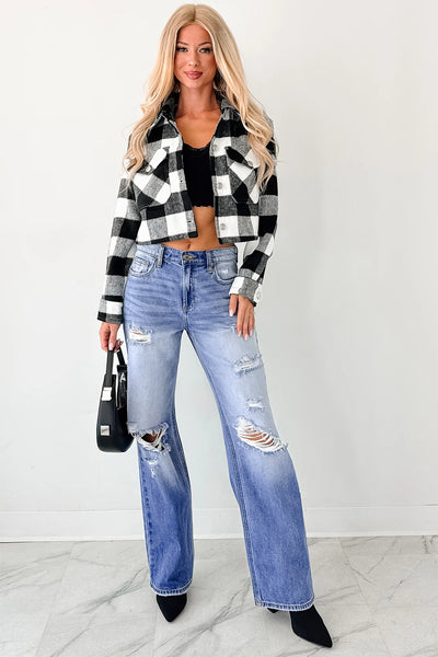 Myosotis Mid Rise Distressed Sneak Peek Straight Leg Jeans