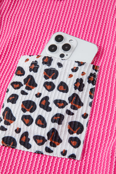 Rose Red Leopard Patched Twisted Ribbed Western Casual Shacket