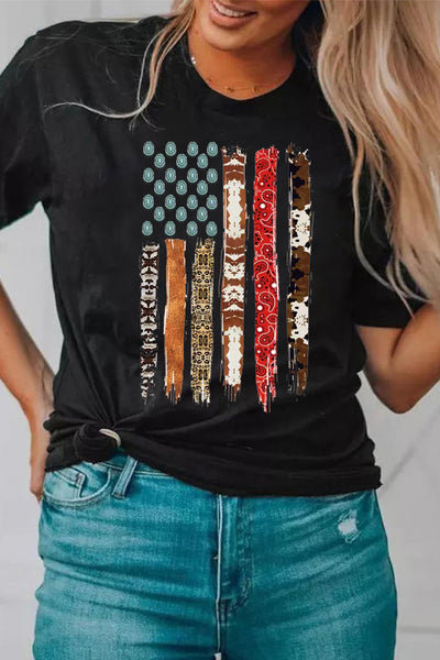 Black Western American Flag Graphic Tee