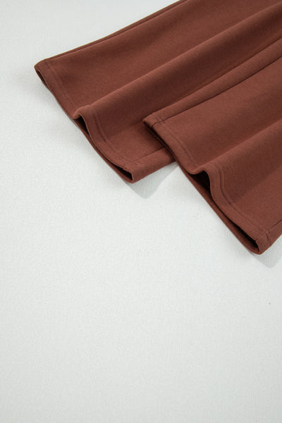 Dearlovers Coffee Fleece Lined Leopard Drawstring Elastic Waist Solid Pants