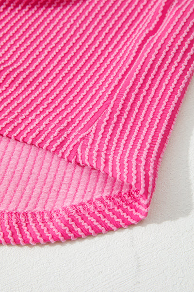 Rose Red Leopard Patched Twisted Ribbed Western Casual Shacket