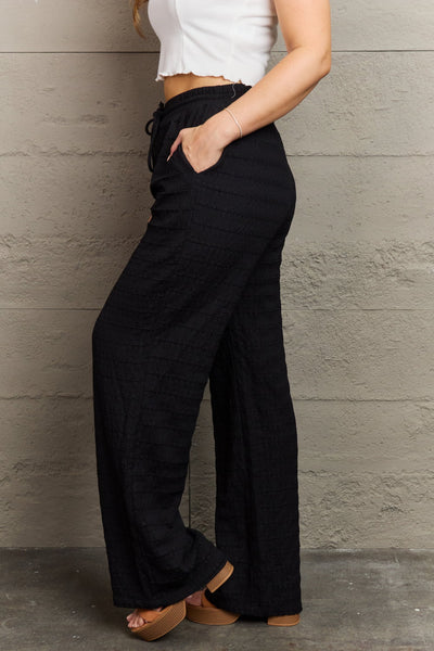 GeeGee Dainty Delights Textured High Waisted Pant in Black